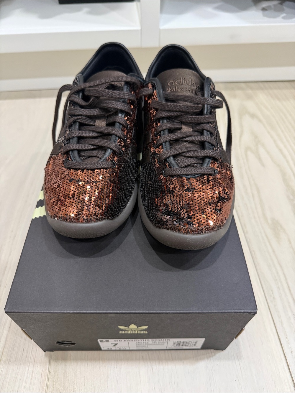 Wales Bonner x adidas Copper Sequin and Black Lace-Up Sneakers